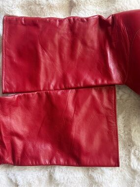 Red Leather Heeled Boots - Women's Stylish Boot